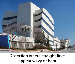 Image 3: Distortion where straight lines appear wavy or bent