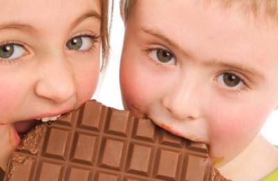 Kids eating chocolate; caffeine