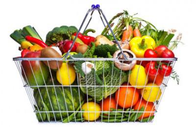 Shopping basket fruit and vegetables