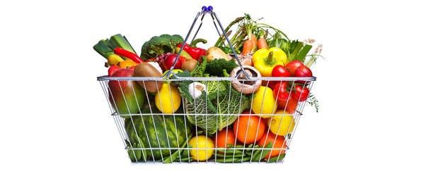 Shopping basket fruit and vegetables