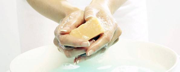 washing hands with soap