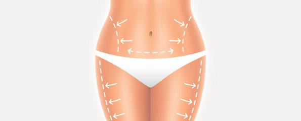 Plastic surgery belly and legs isolated